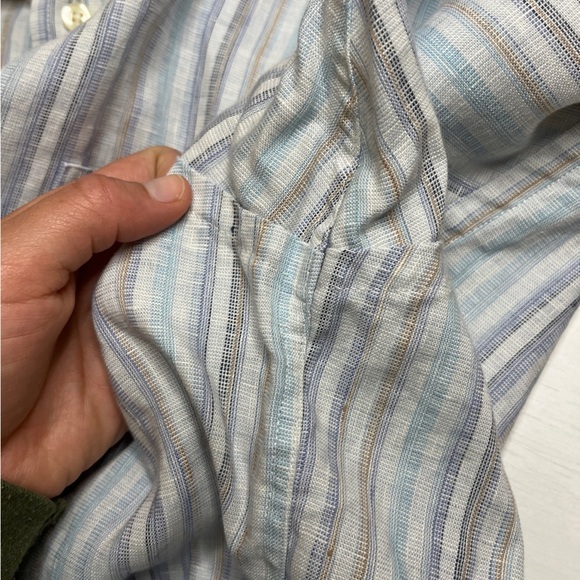 Jos. A. Bank 100% Linen Pastel Spring Striped Short Sleeve Button Up Shirt XL - Picture 7 of 8
